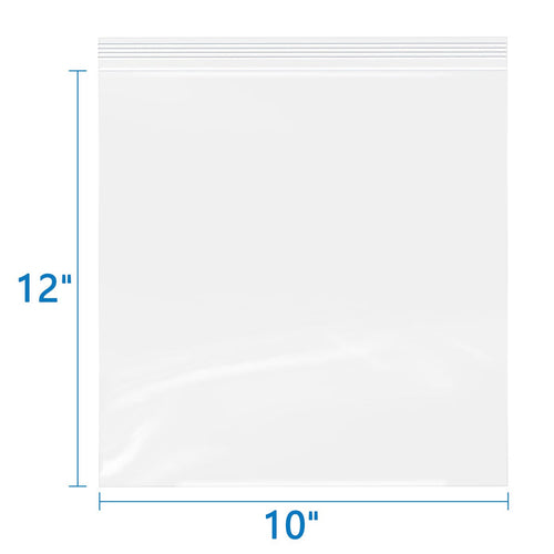 10" x 12" 2 Mil Resealable Clear Zip Bags 100 Pack