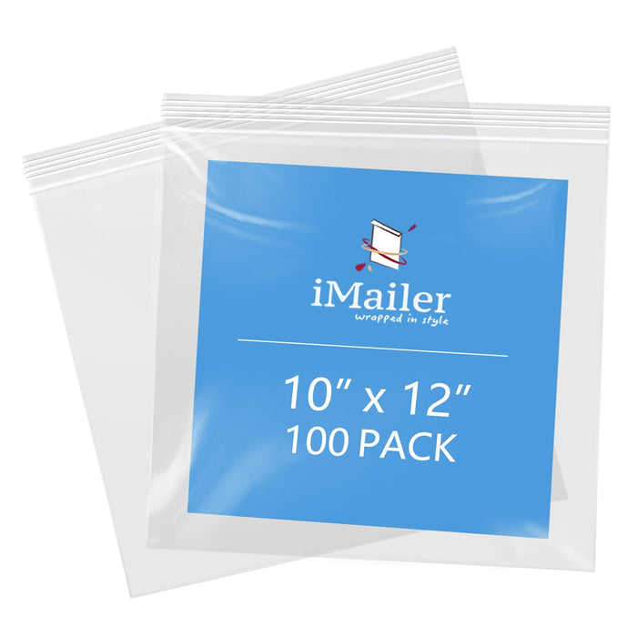 10" x 12" 2 Mil Resealable Clear Zip Bags 100 Pack