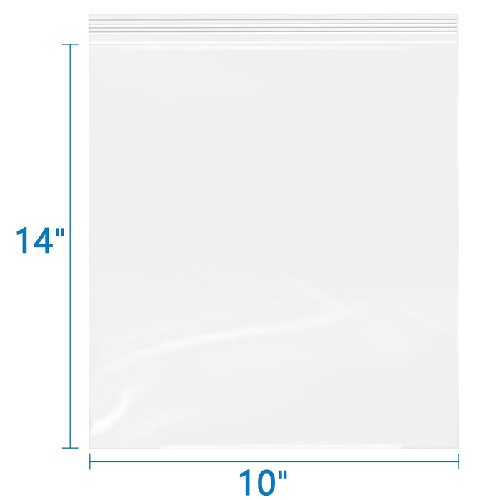 10" x 14" Resealable Clear 2 Mil Zip Bags 100 Pack