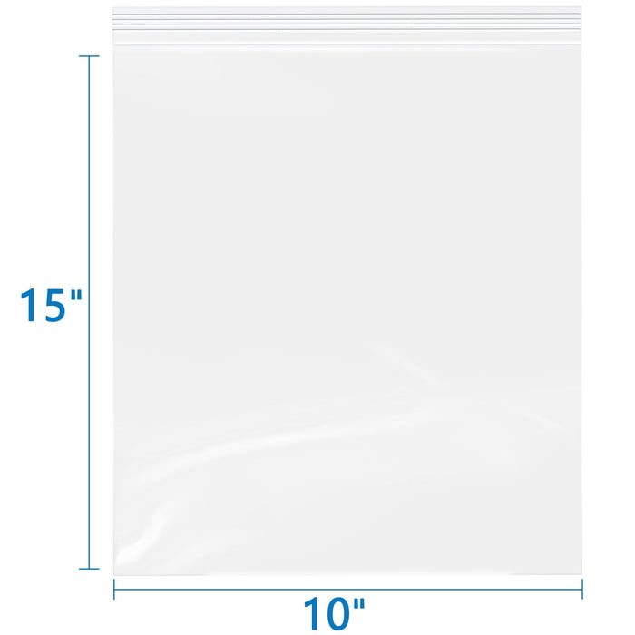 10" x 15" 2 Mil Resealable Clear Poly Zip Bags 100 Pack