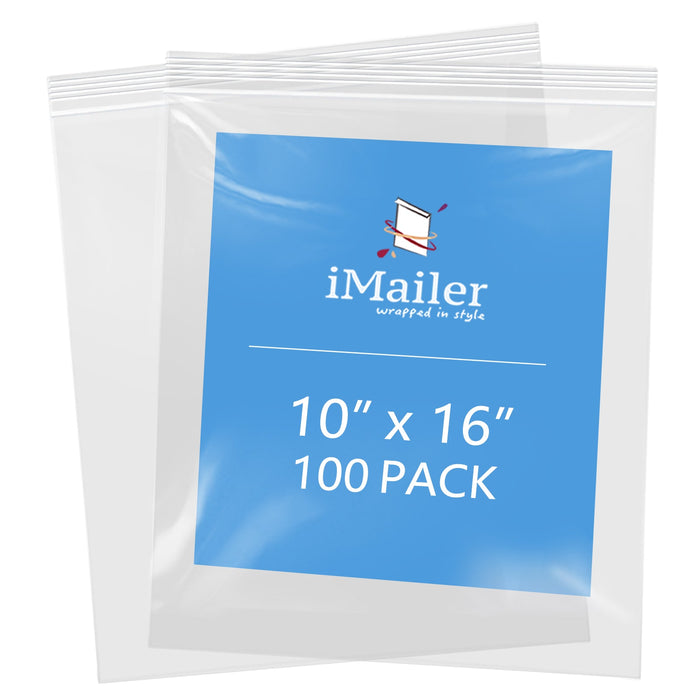10" x 16" Clear 2 Mil Resealable Zip Bags 100 Count