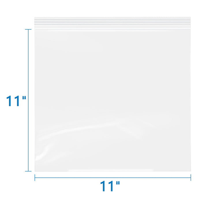 11" x 11" Resealable Clear 2 Mil Poly Zip Bags 100 Pack
