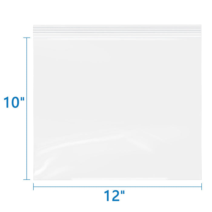 12" x 10" Durable 2 Mil Clear Zip Bags Resealable 100 Pack