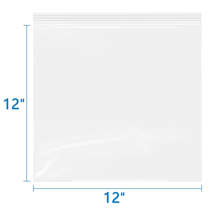 12" x 12" Resealable Clear 2 Mil Zip Bags 100 Pack