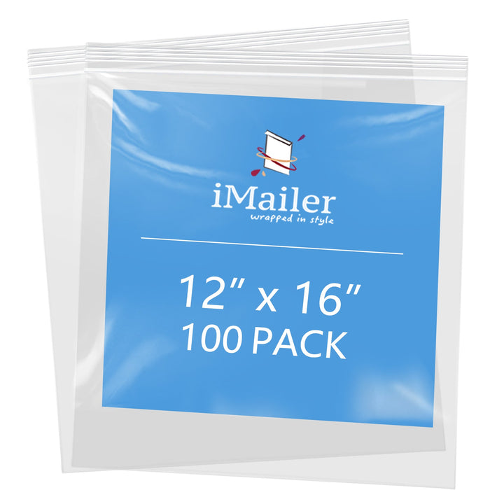 12" x 16" Clear 2 Mil Resealable Zip Bags 100 Pack