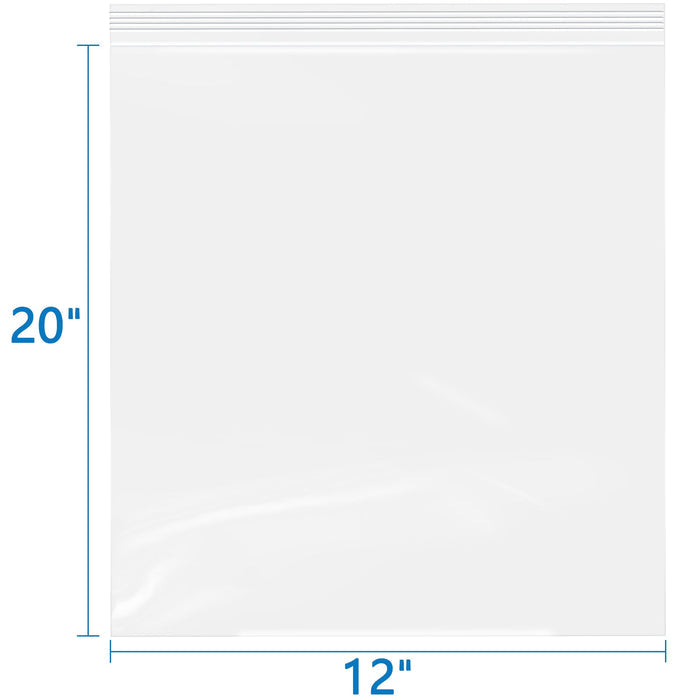12" x 20" Clear 2 Mil Resealable Zip Bags 100 Count