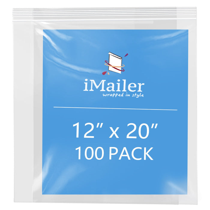 12" x 20" Clear 2 Mil Resealable Zip Bags 100 Count