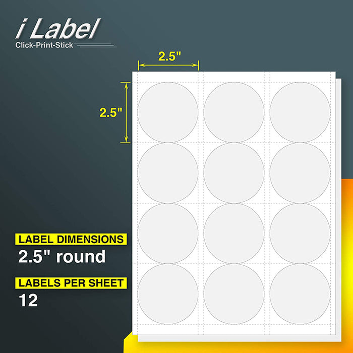 12UP 2.5" Round Labels for Laser & Inkjet Printers