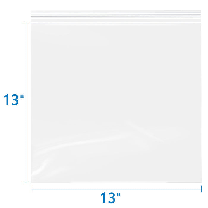 13" x 13" 2 Mil Resealable Clear Zip Bags 100 Pack