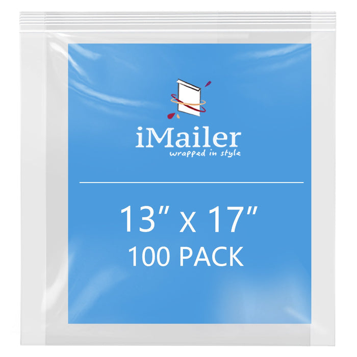 13" x 17" Resealable Clear 2 Mil Zip Bags 100 Pack