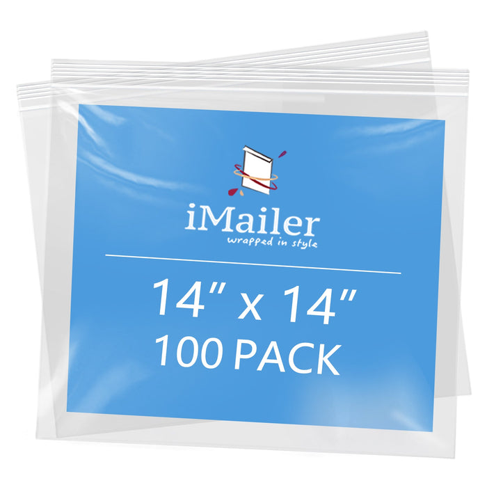 14" x 14" Clear 2 Mil Resealable Zip Bags 100 Count