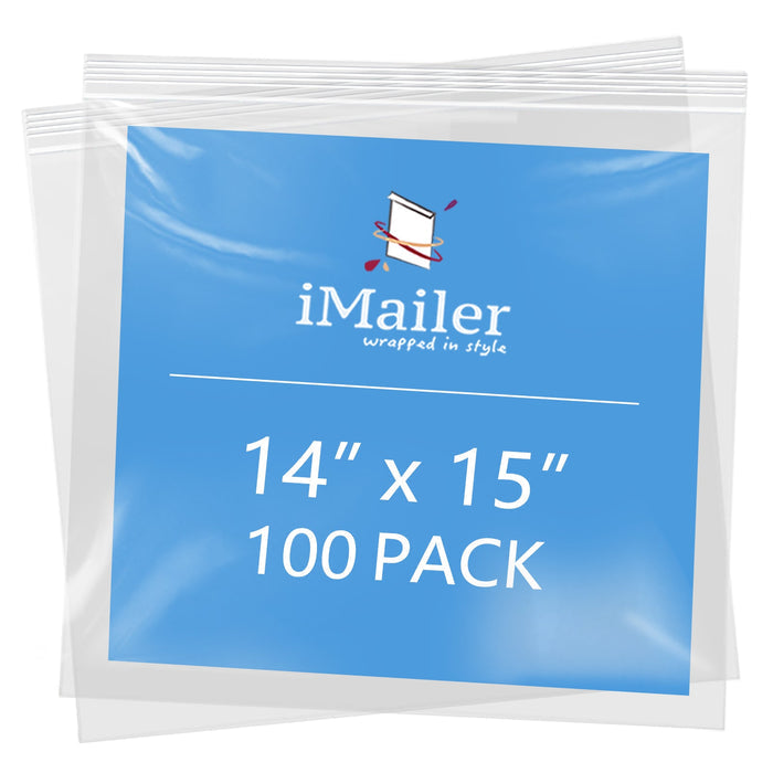 14" x 15" 2 Mil Resealable Clear Zip Bags 100 Pack