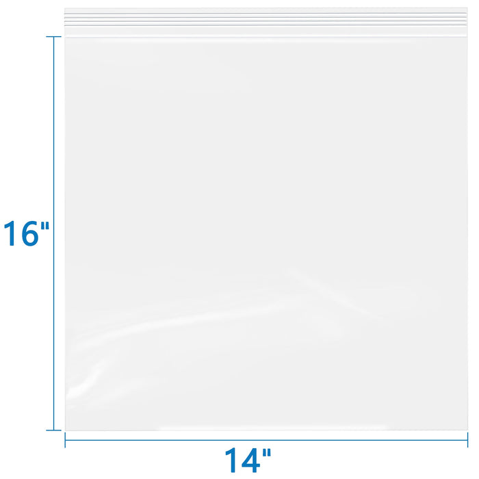 14" x 16" Resealable Clear 2 Mil Zip Bags 100 Pack