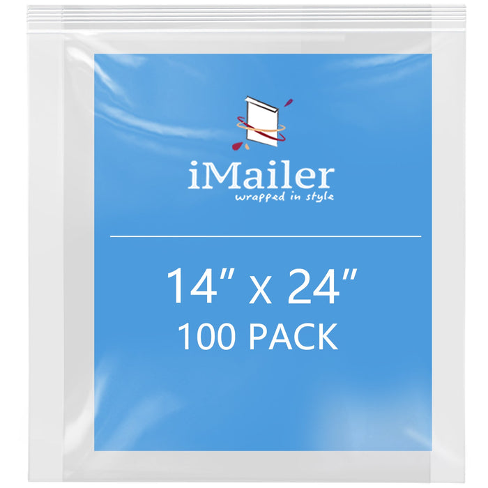 14" x 24" 2 Mil Zip Bags Clear & Resealable 100 Count