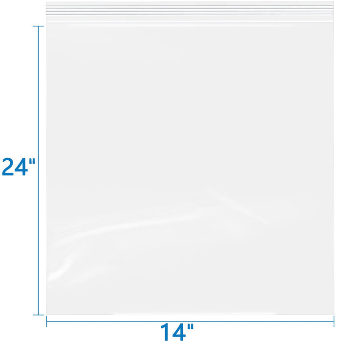 14" x 24" 2 Mil Zip Bags Clear & Resealable 100 Count