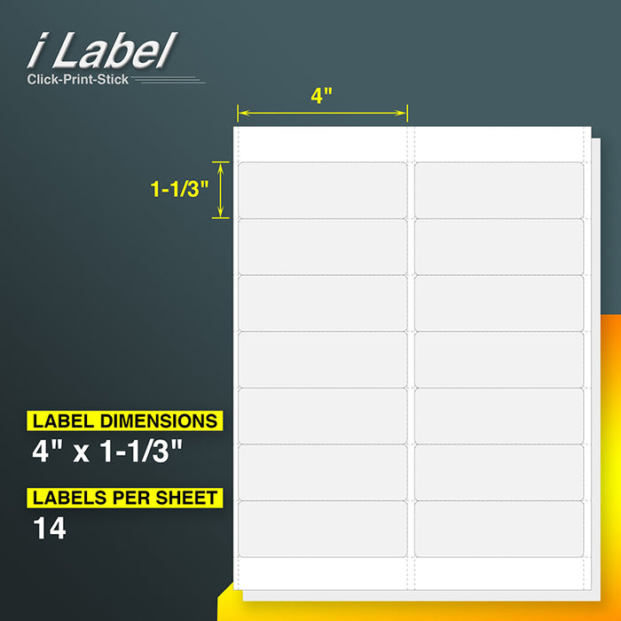 14UP 4" x 1-1/3" Address Labels for Laser & Inkjet Printers