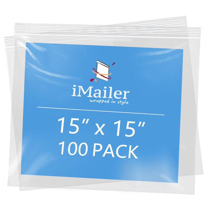 15" x 15" 2 Mil Clear Resealable Zip Top Bags – 100 Count