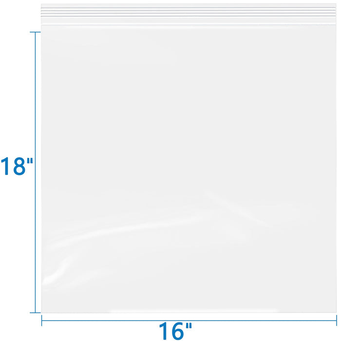16" x 18" 2 Mil Clear Resealable Zip Bags – 100 Count