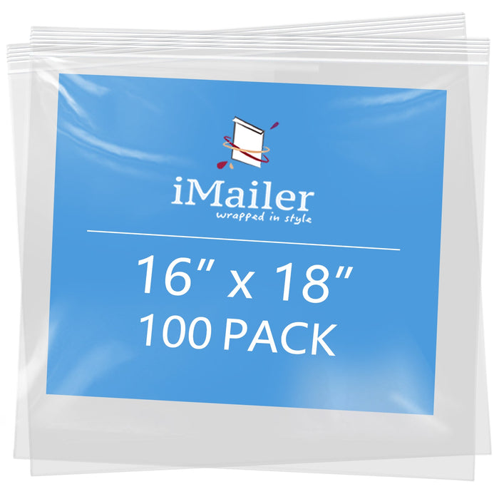 16" x 18" 2 Mil Clear Resealable Zip Bags – 100 Count
