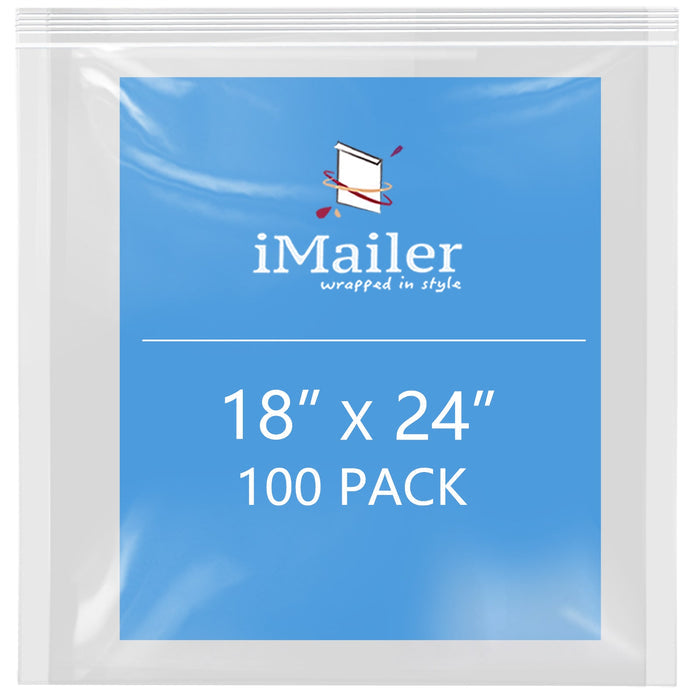 18" x 24" 2 Mil Clear Resealable Zip Top Bags – 100 Count