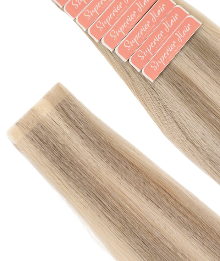 #18/613 Ash Blonde Highlights Invisi Tape Hair Extensions — Value Grade