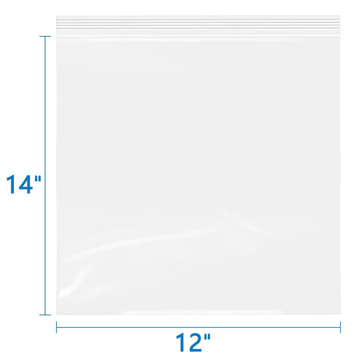 2 Mil 12" x 14" Clear Resealable Zip Bags 100 Pack