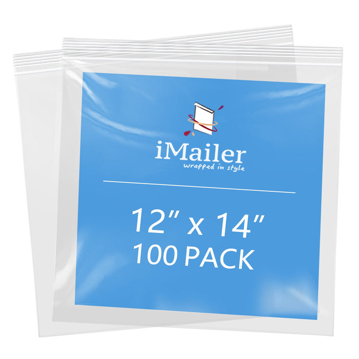 2 Mil 12" x 14" Clear Resealable Zip Bags 100 Pack