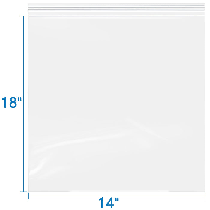 2 Mil 14" x 18" Resealable Clear Zip Bags 100 Pack