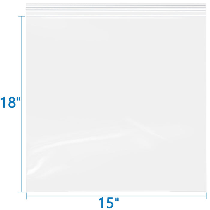 2 Mil 15" x 18" Clear Resealable Zip Top Bags 100 Count