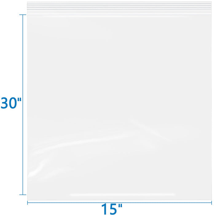 2 Mil 15" x 30" Clear Resealable Zip Bags, 100 Pack