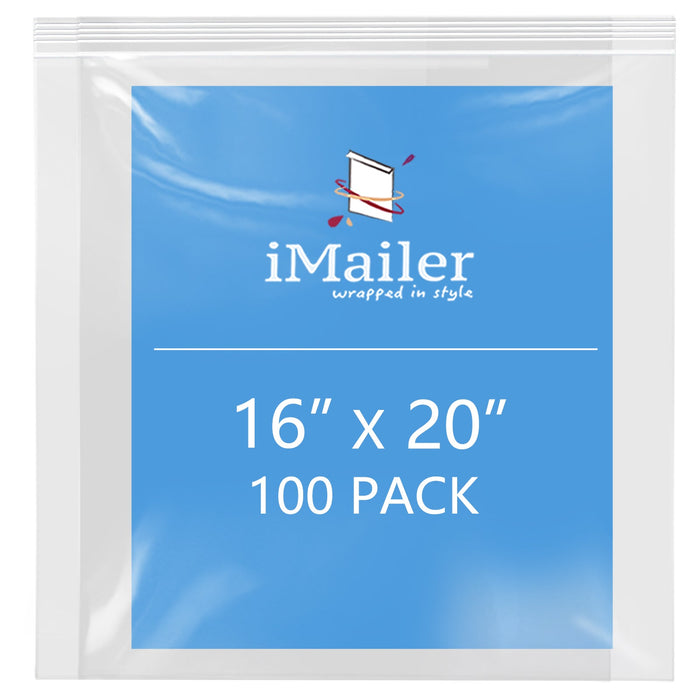 2 Mil 16" x 20" Clear Resealable Zip Bags – 100 Count
