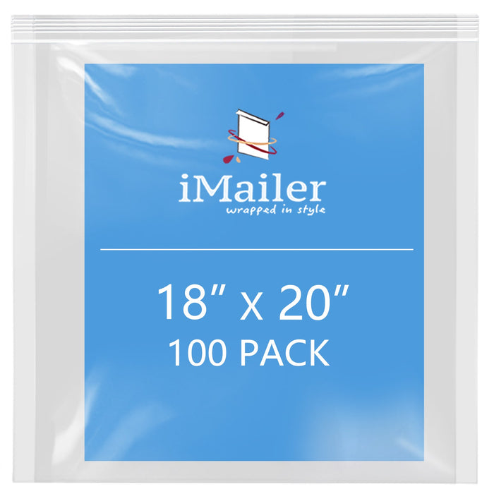 2 Mil 18" x 20" Clear Resealable Zip Bags 100 Pack