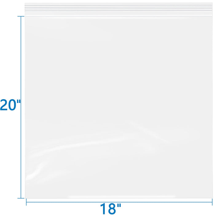 2 Mil 18" x 20" Clear Resealable Zip Bags 100 Pack