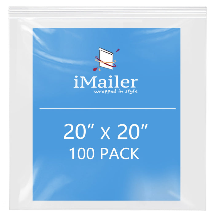 2 Mil 20" x 20" Clear Resealable Zip Top Bags 50 Count