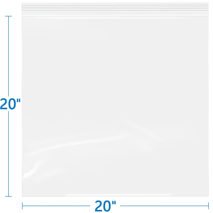 2 Mil 20" x 20" Clear Resealable Zip Top Bags 50 Count