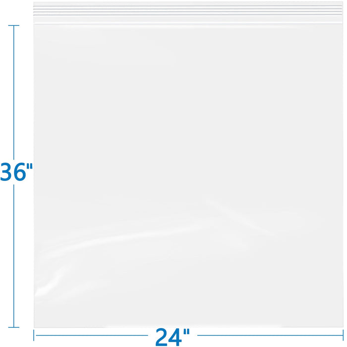 2 Mil 24" x 36" Clear Resealable Zip Plastic Bags 50 Pack