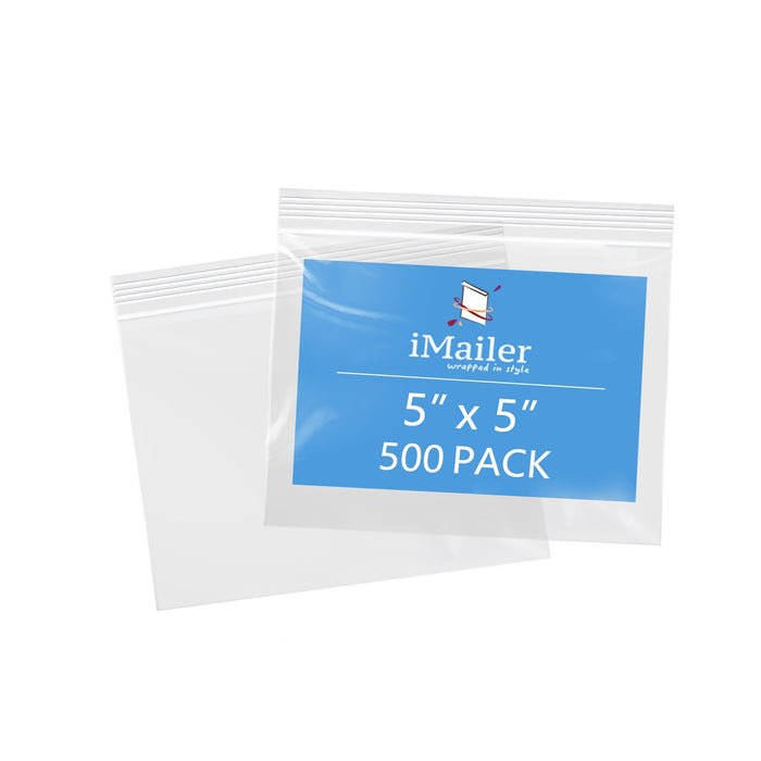 2 Mil 5" x 5" Clear Resealable Zip Bags 500 Pack