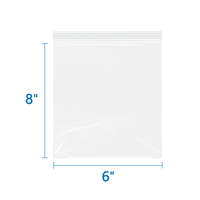 2 Mil 6" x 8" Clear Resealable Zip Bags 500 Pack
