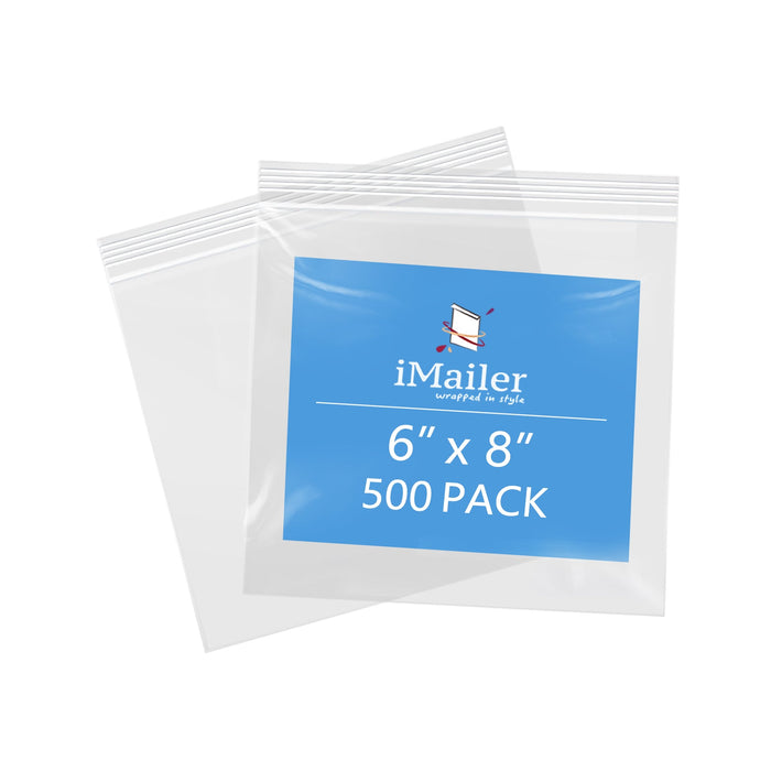 2 Mil 6" x 8" Clear Resealable Zip Bags 500 Pack