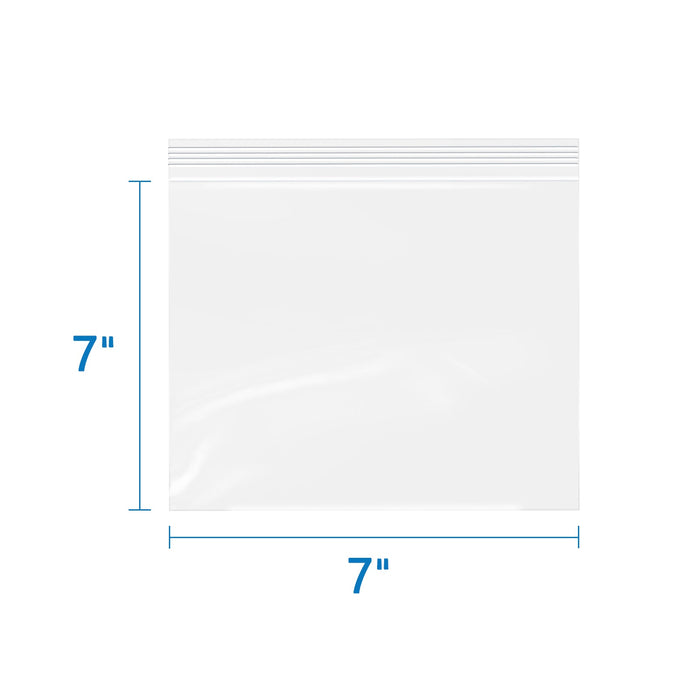 2 Mil 7" x 7" Reclosable Zip Bags 200 Pack Clear