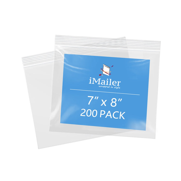 2 Mil 7" x 8" Resealable Clear Plastic Bags 200 Pack