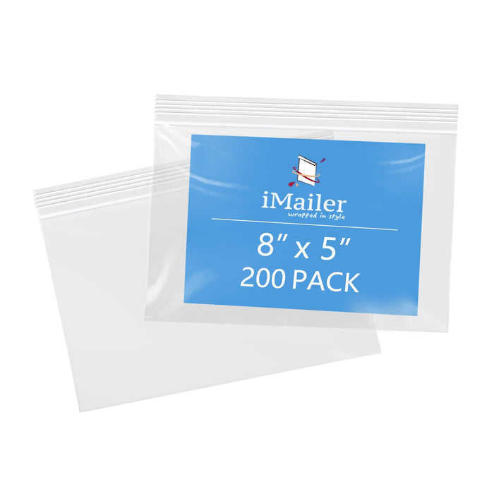 2 Mil 8" x 5" Reusable Clear Zip Bags 200 Pack