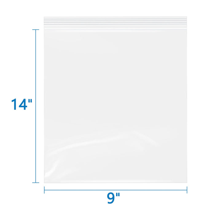 2 Mil 9" x 14" Resealable Clear Zip Bags 200 Pack