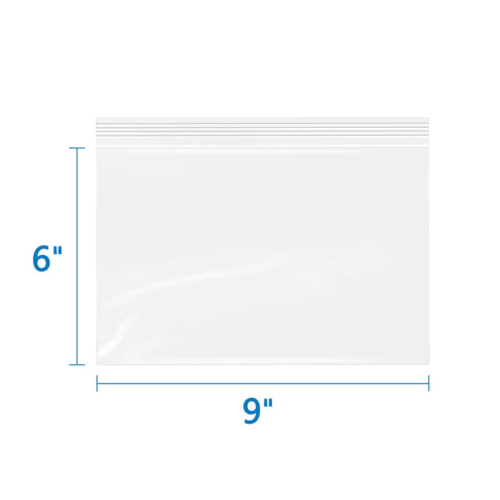 2 Mil 9" x 6" Reusable Clear Zip Bags 200 Pack