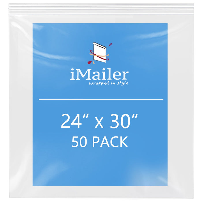 2 Mil Clear Resealable 24" x 30" Zip Top Plastic Bags 50 Pack