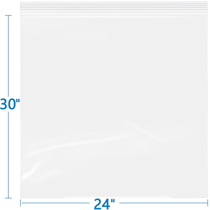 2 Mil Clear Resealable 24" x 30" Zip Top Plastic Bags 50 Pack