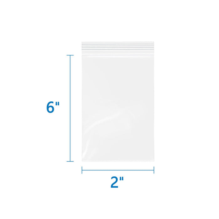 2 Mil Small Zip Lock Bags 2" x 6" 500 Pack