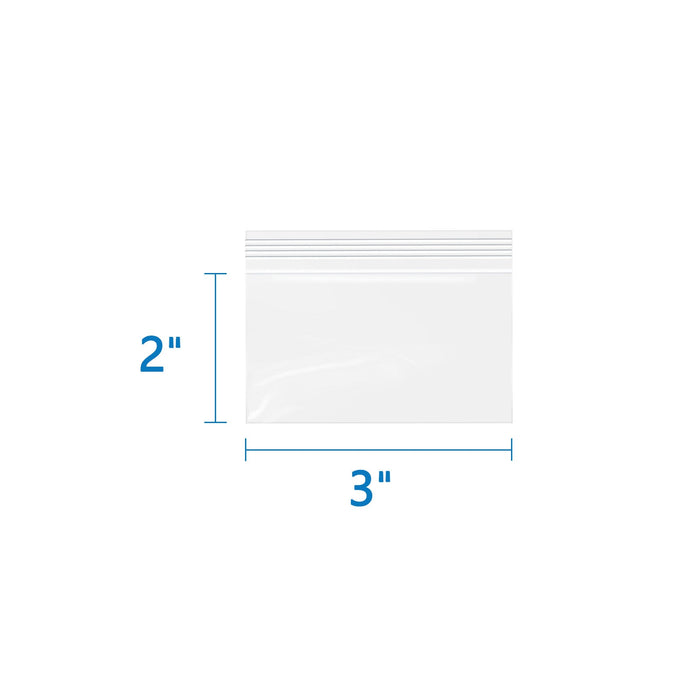 2 Mil Small Zip Lock Bags 3" x 2" 500 Pack