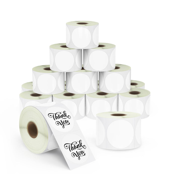 White 2 inch thermal circle labels