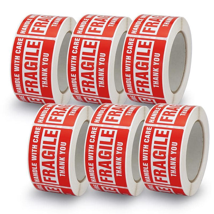 2" x 3" Handle with Care Fragile Thank You Shipping Label Stickers
